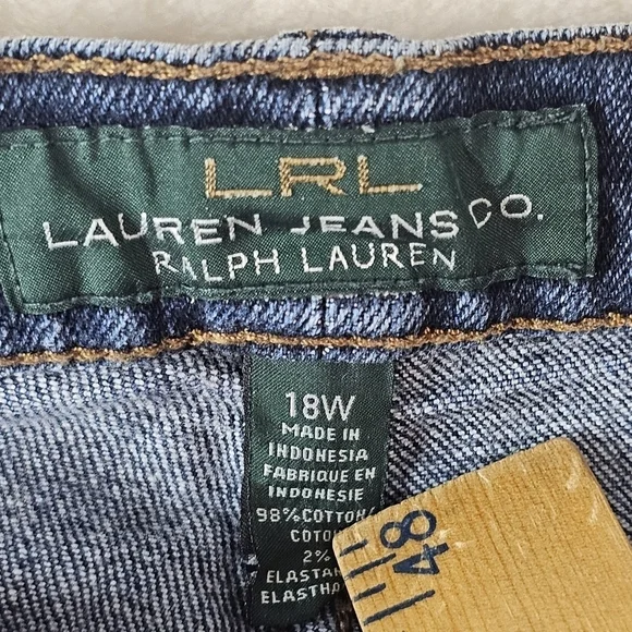 LRL Lauren Jeans Co Ralph Lauren 18W Women’s Plus denim straight leg jeans dark - Picture 7 of 10